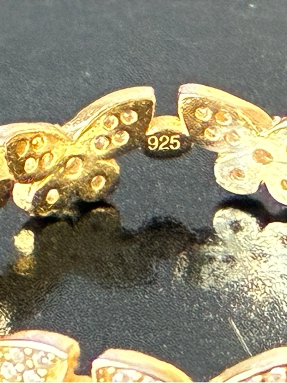 Sterling Silver 925 Infinity butterfly Gold Tone Ring Sz 7
